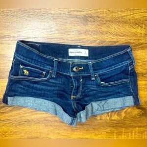 Y2K Abercrombie kids Low Cut Denim Jeans Shorts Girls size 14 Dark Wash